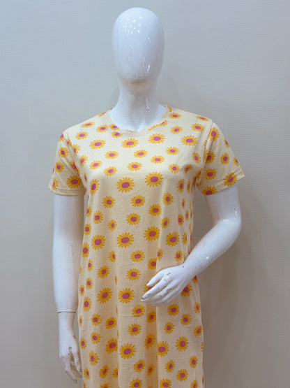 Yellow Sunflower Print Lounge Tunics