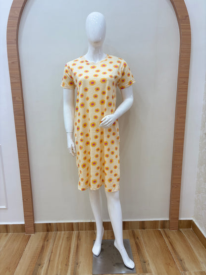 Yellow Sunflower Print Lounge Tunics