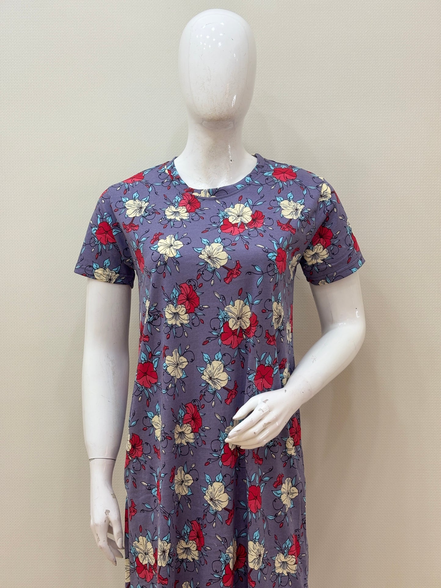 Purple Floral Printed Lounge Tunics