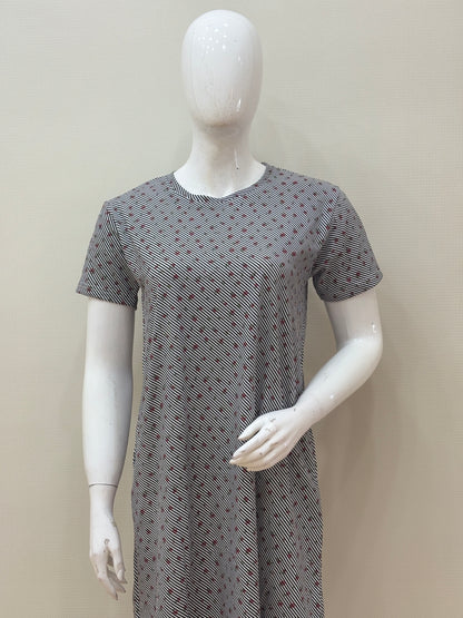Grey Maroon Micro-Print Lounge Tunics
