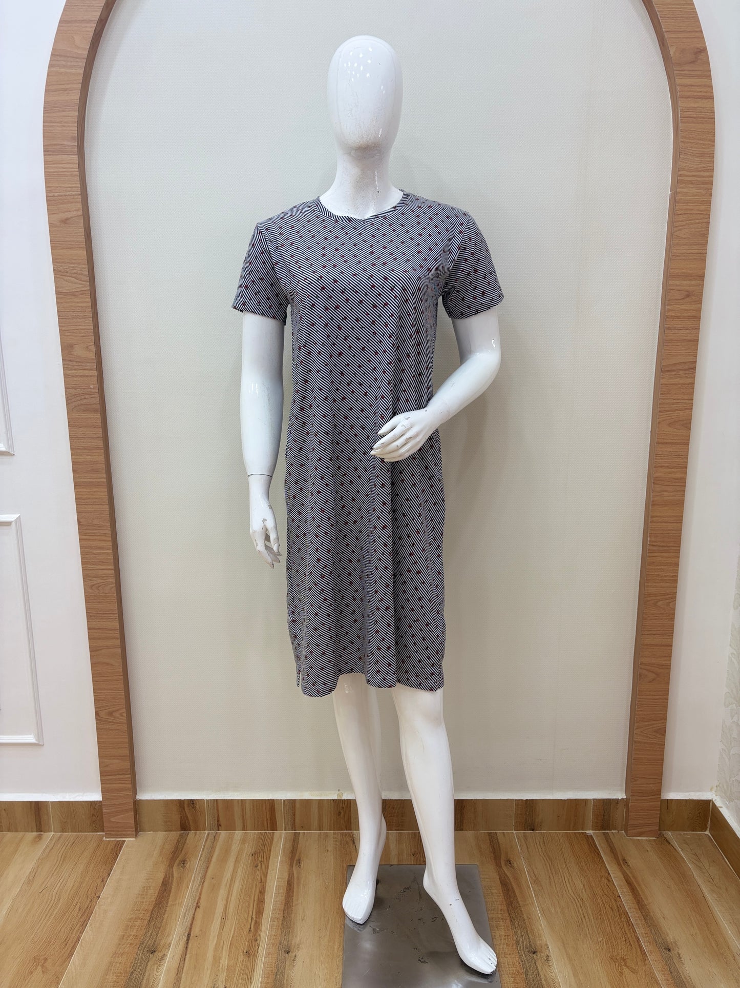 Grey Maroon Micro-Print Lounge Tunics