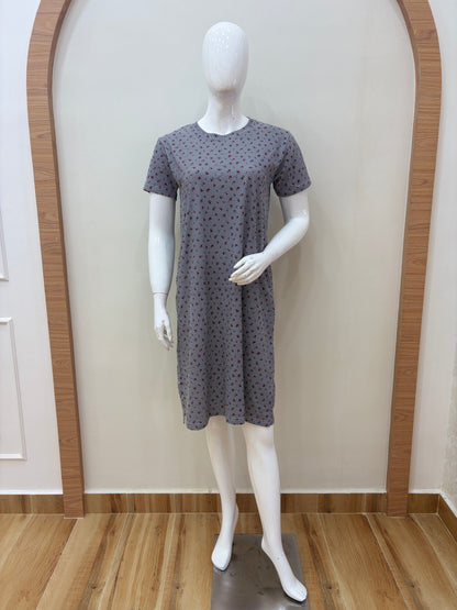 Grey Maroon Micro-Print Lounge Tunics