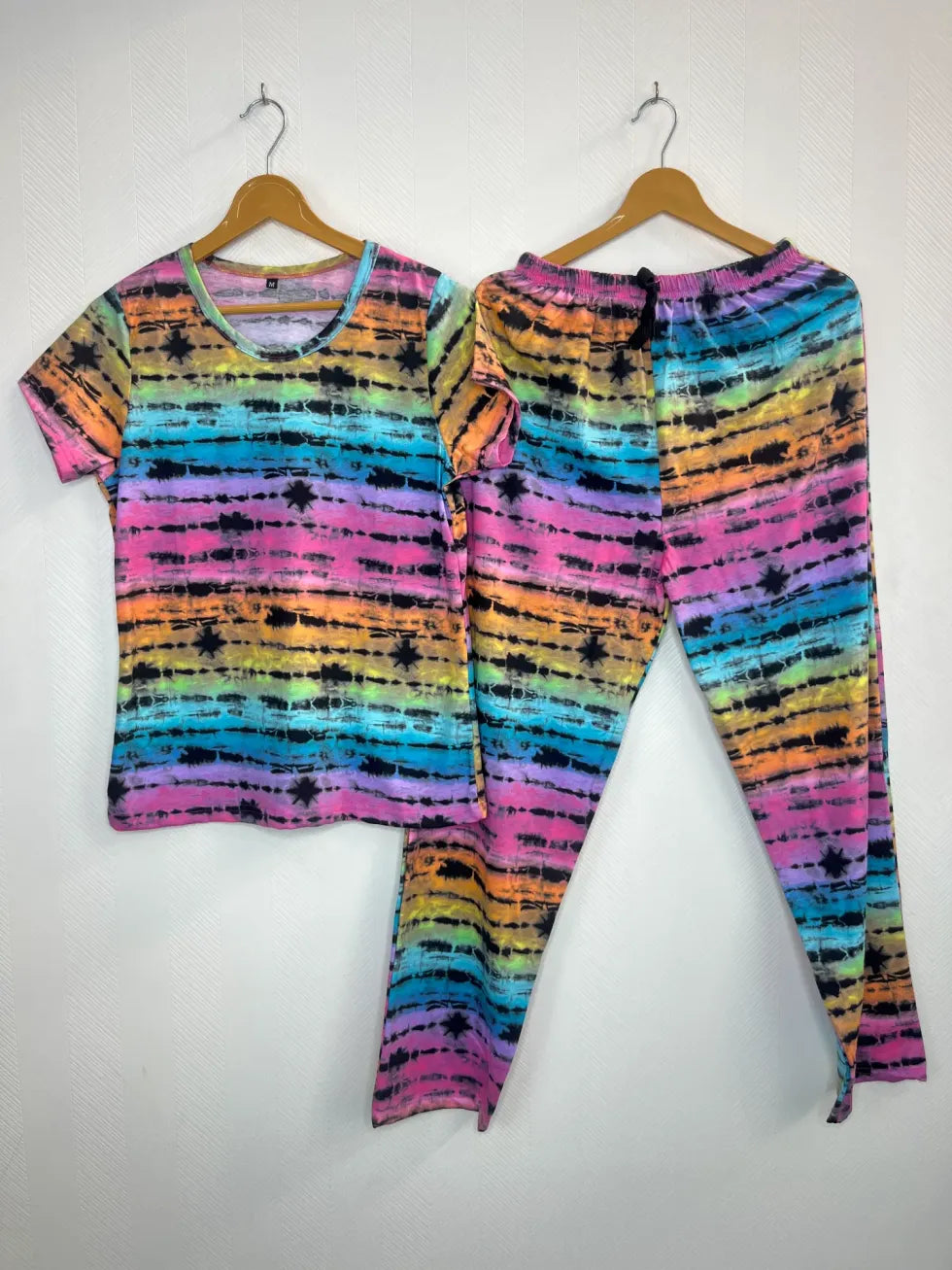 Rainbow Colors Tie-Dye Printed T-shirt with Combo Pant Set