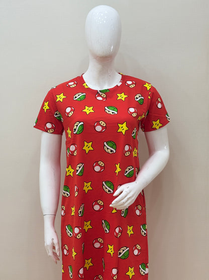 Red Mushroom & Star Printed  Lounge Tunics
