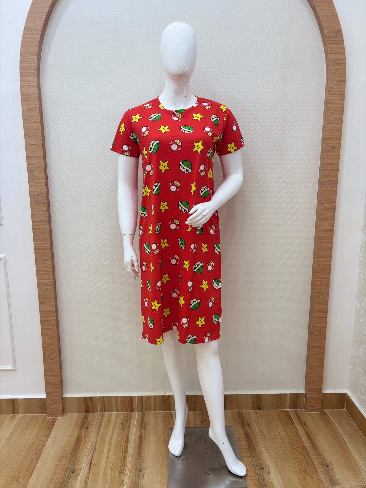 Red Mushroom & Star Printed  Lounge Tunics