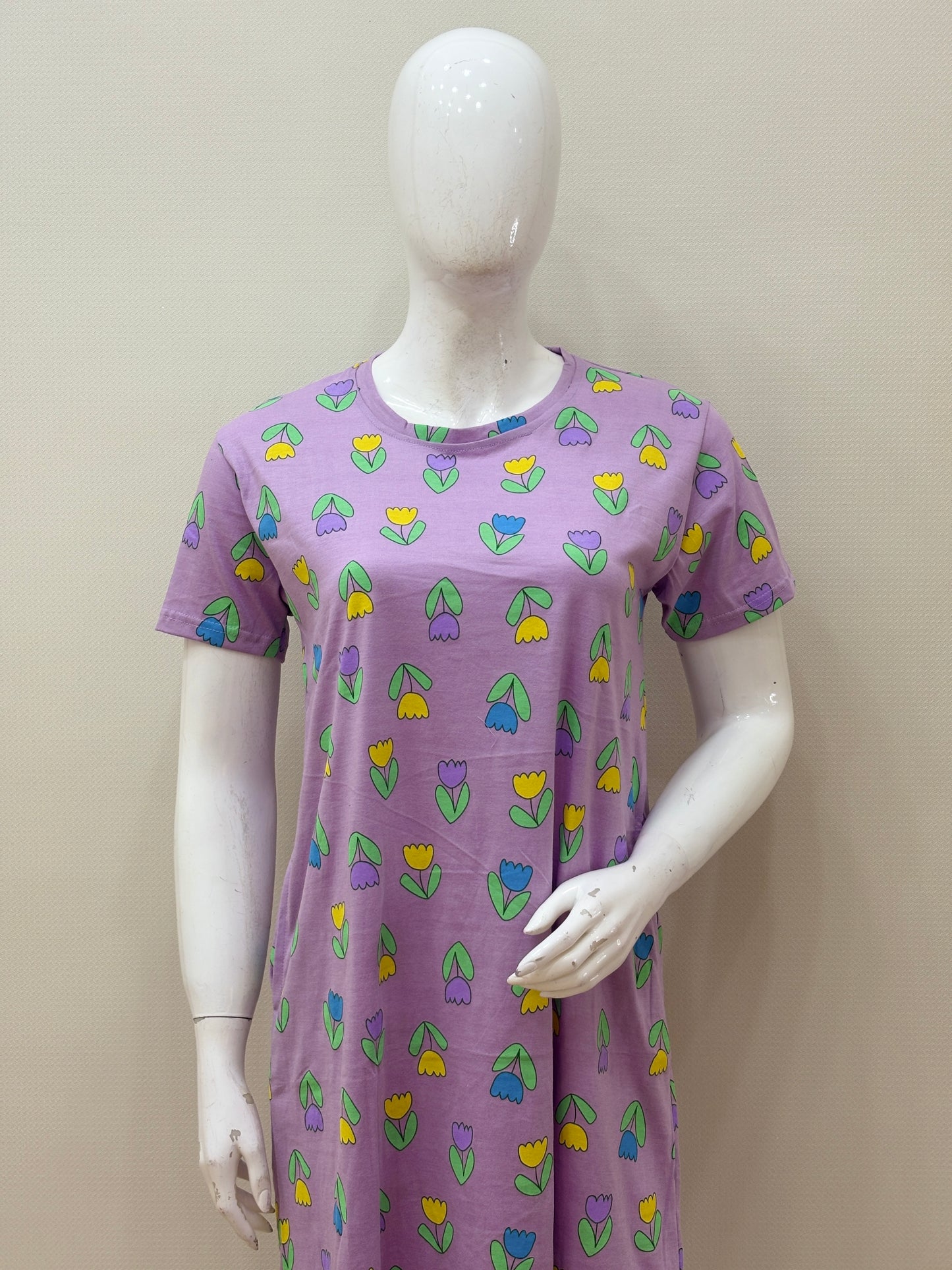Lavender Tulip Print Lounge Tunics