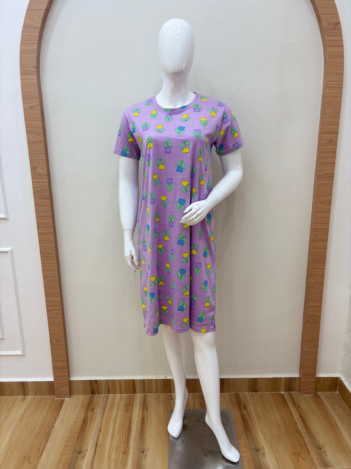 Lavender Tulip Print Lounge Tunics