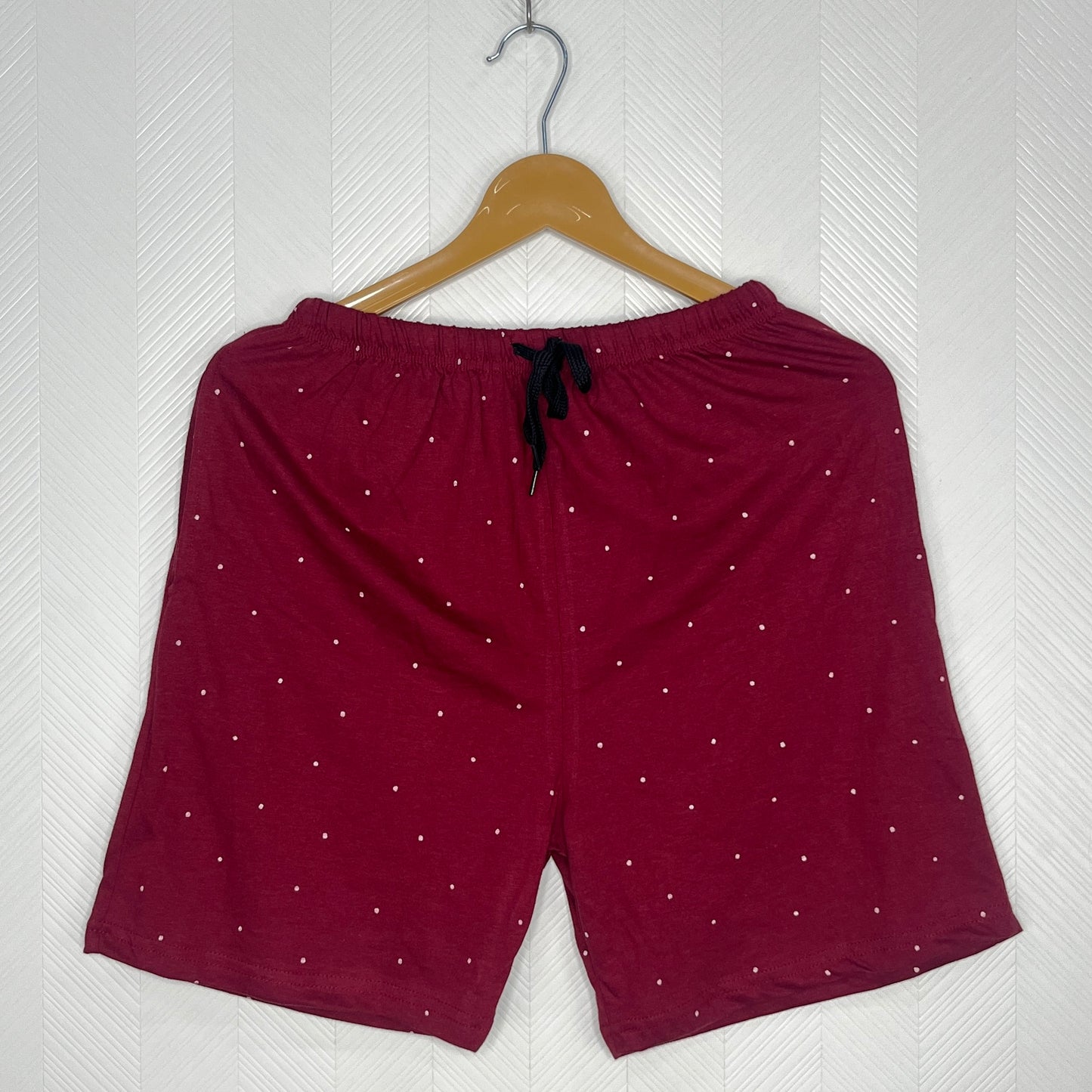 Maroon Polka Dot Print Women's Shorts