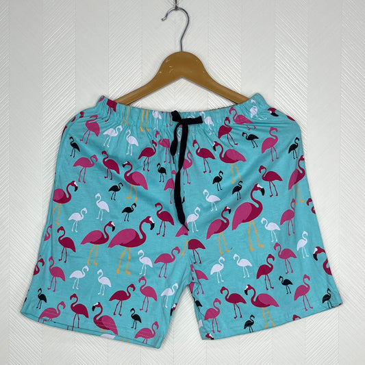 Aqua Flamingo Print Women's Shorts