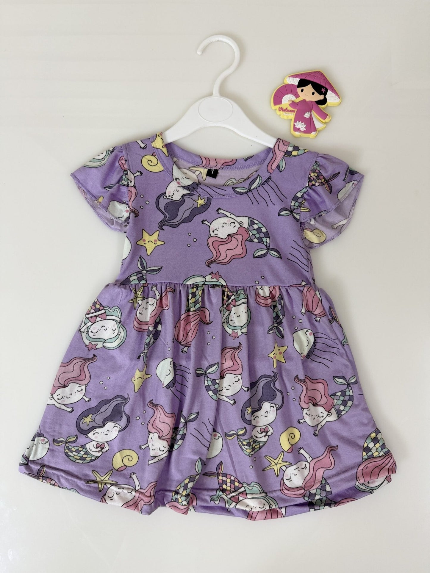 Lavender Mermaid Printed Kids Frock