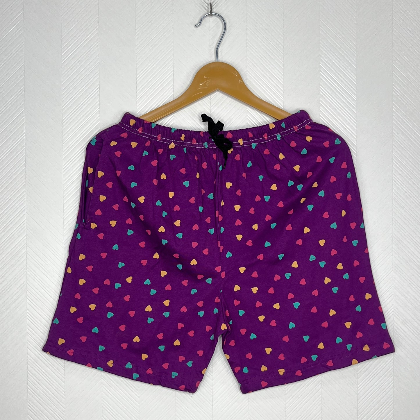 Vivid Purple Candy Heart Women's Shorts