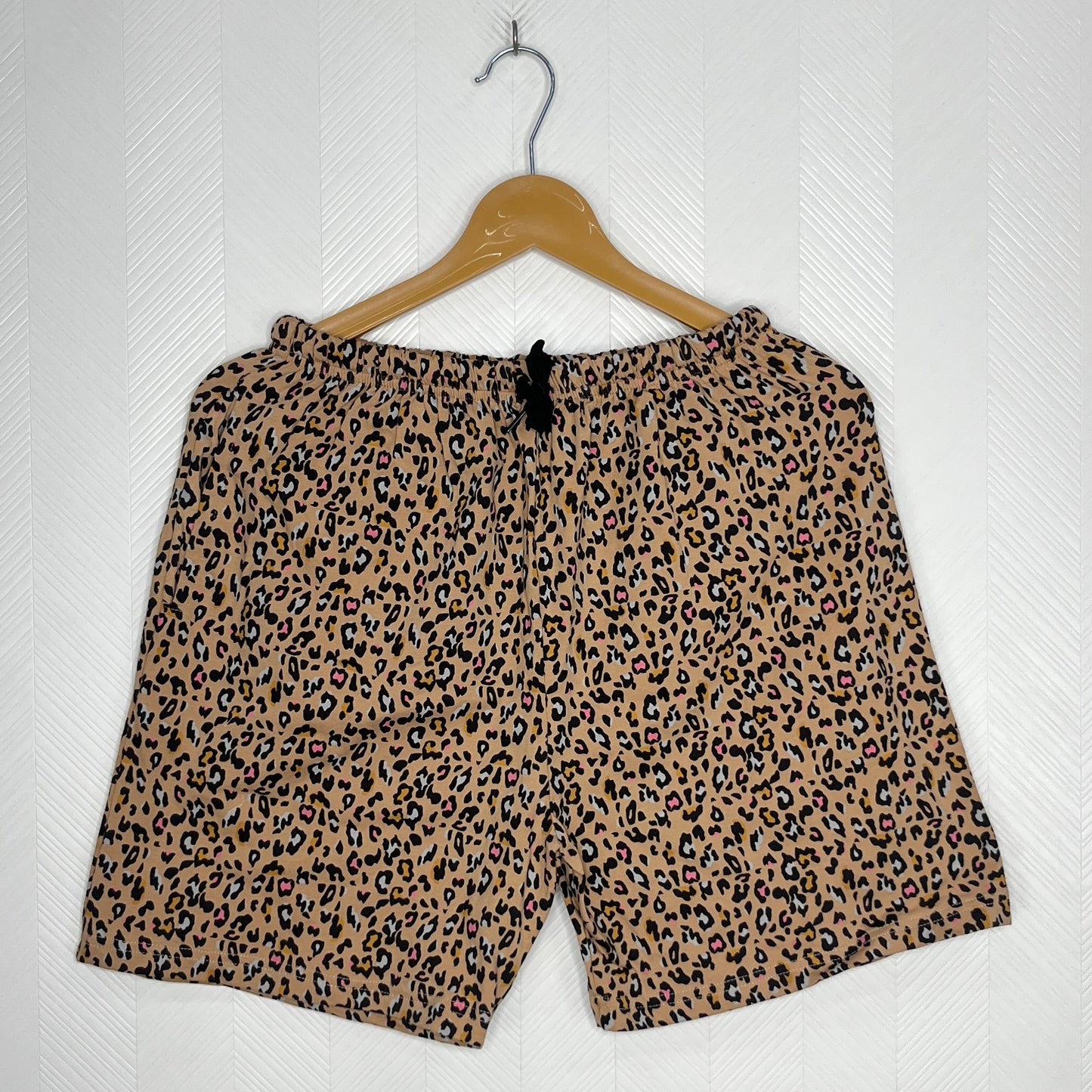 Sand Beige Mini Leopard Women's Shorts