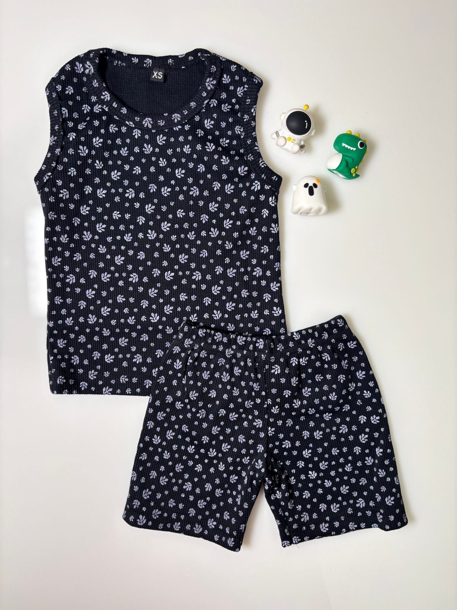 Black Ethnic Motifs Printed Sleeveless Kids Co-ords