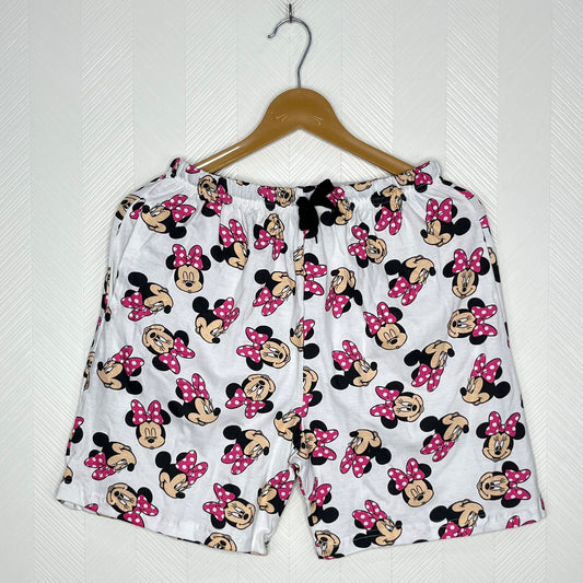 White Minnie Mouse Print Women's Shorts