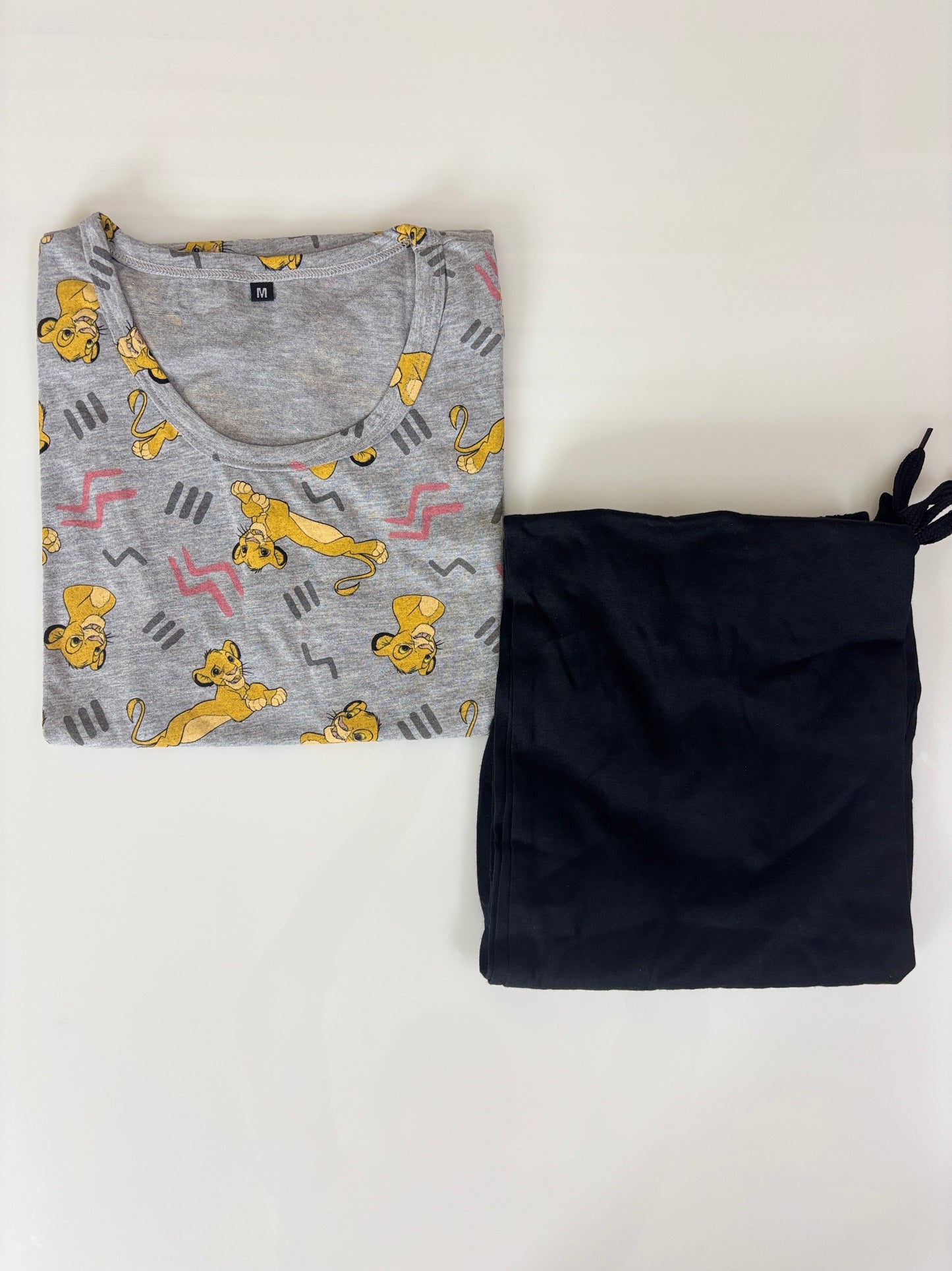 Grey Simba Print T-Shirt with Black Palazzo