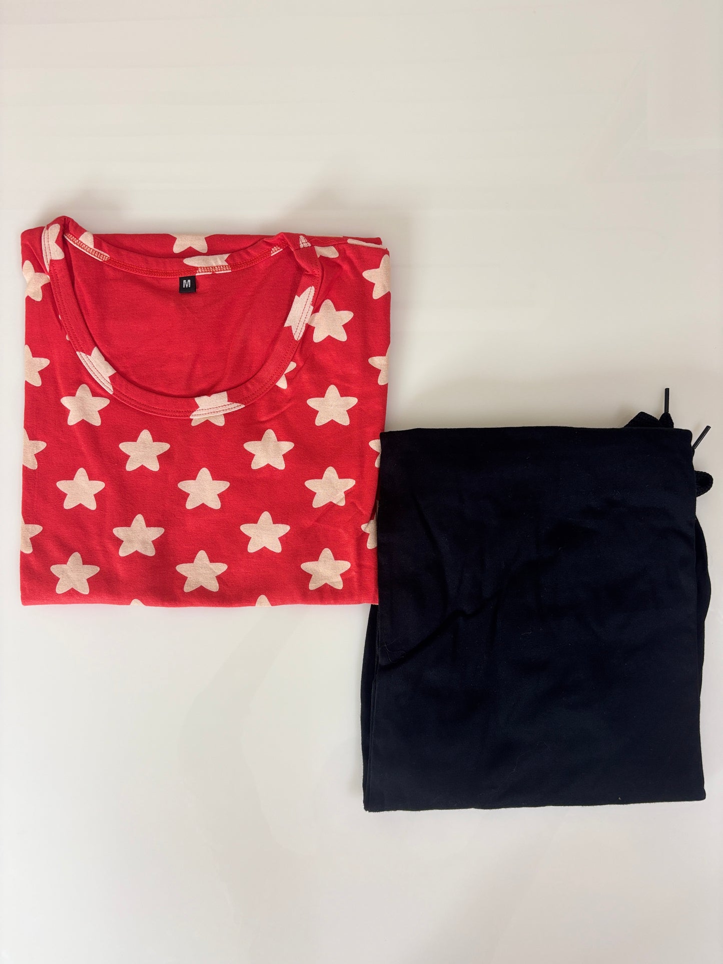 Cherry Red Star Print T-Shirt with Black Palazzo