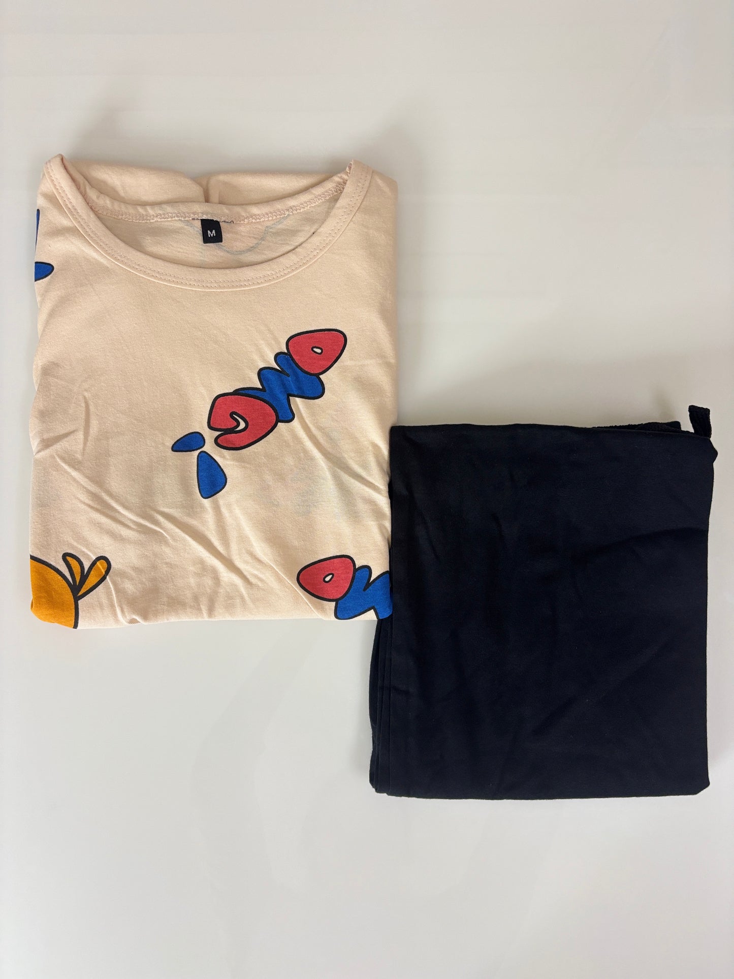 Rust Brown Puppy Print Feeding T-Shirt with Navy Palazzo