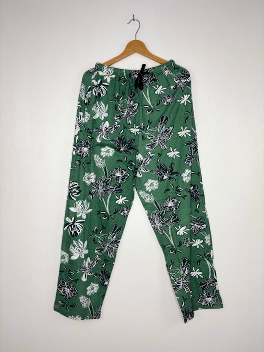 Bottle Green Floral Print Women's Night Pant