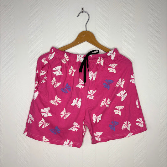 Women’s Pink Bow Printed Shorts