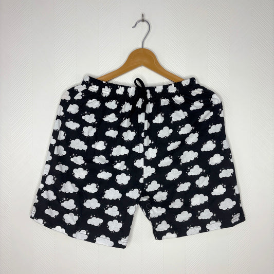 Women’s Black White Cloud Printed Shorts