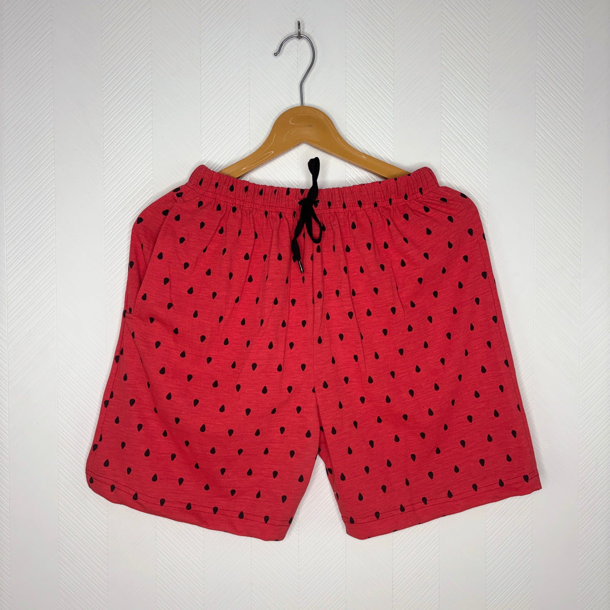 Women’s Tomato Red Watermelon Seed Printed Shorts