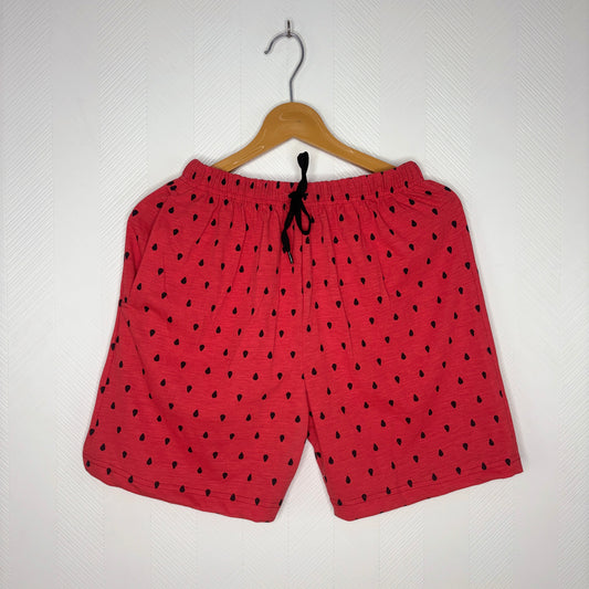 Women’s Tomato Red Watermelon Seed Printed Shorts