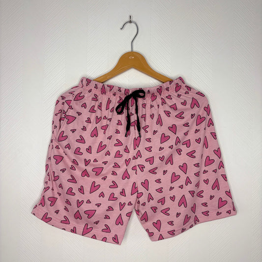 Women's Heart Print Cotton Shorts