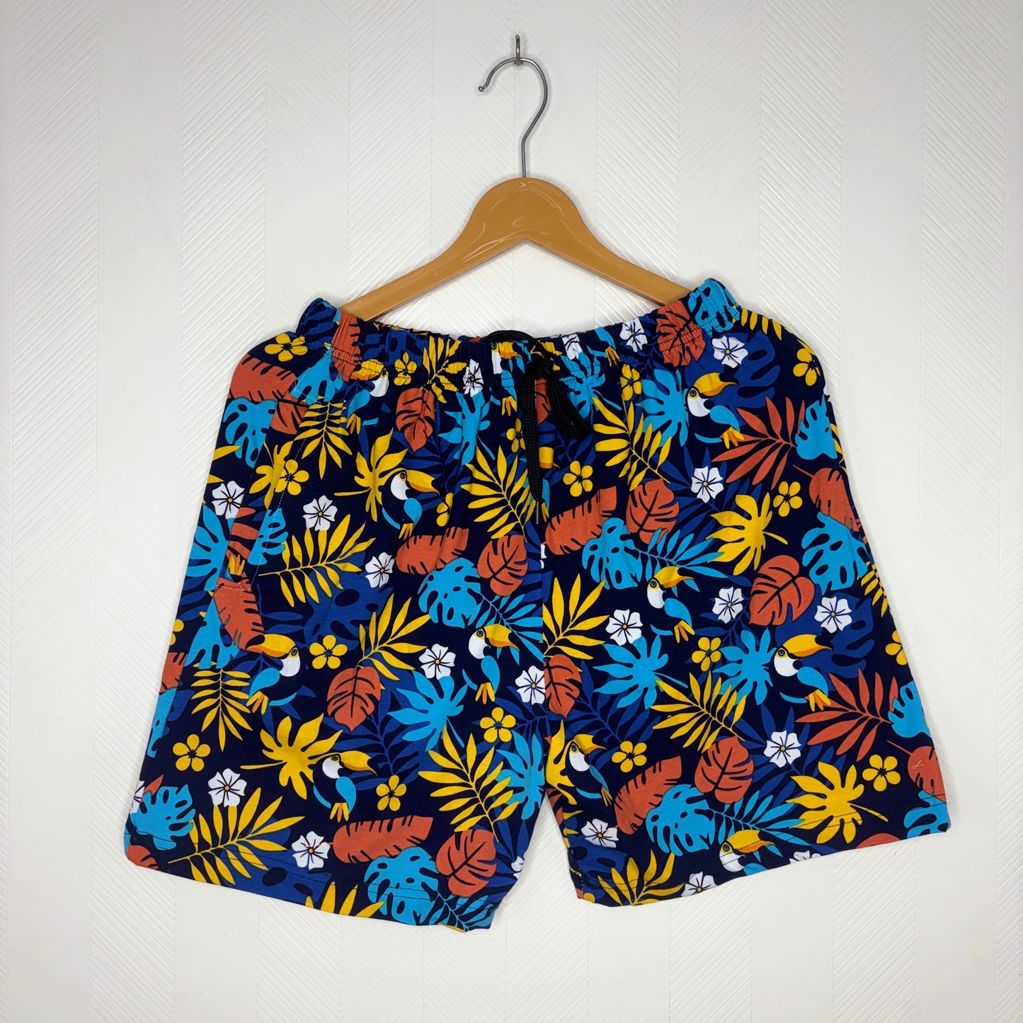 Women’s Navy Blue Tropical Toucan Printed Shorts