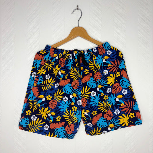 Women’s Navy Blue Tropical Toucan Printed Shorts