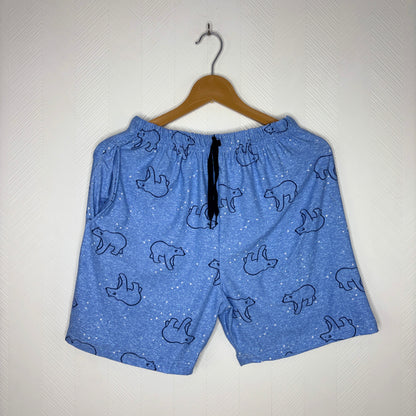 Women’s Periwinkle Blue Polar Bear Printed Shorts