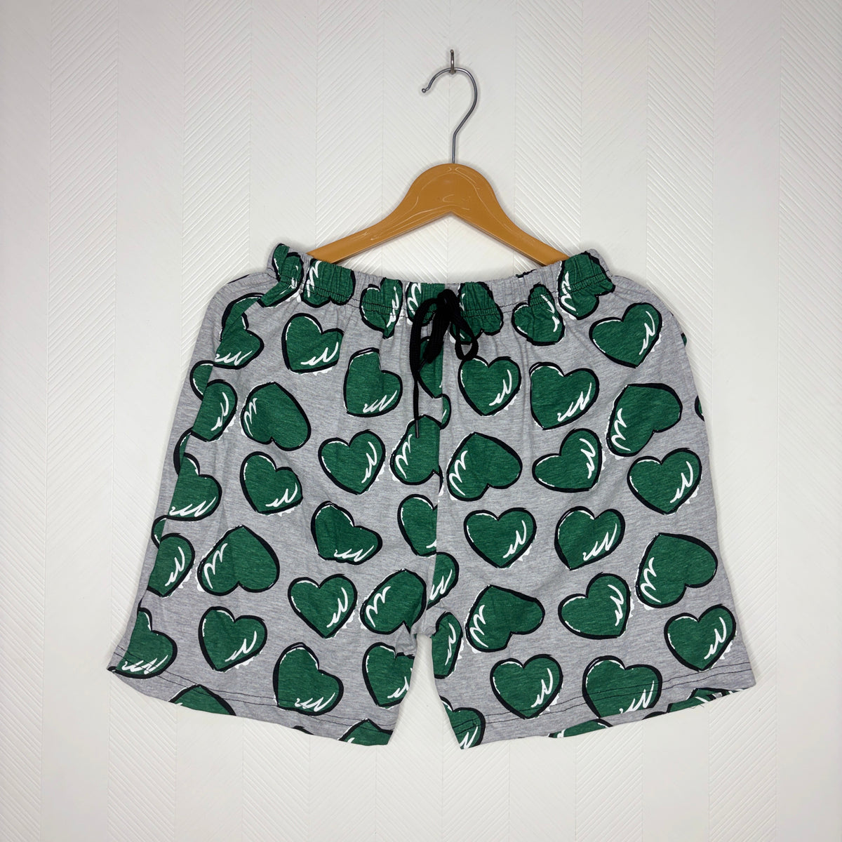 Women’s Grey Green Heart Printed Shorts