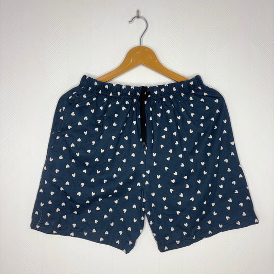 Women’s Navy Blue Heart Printed Shorts