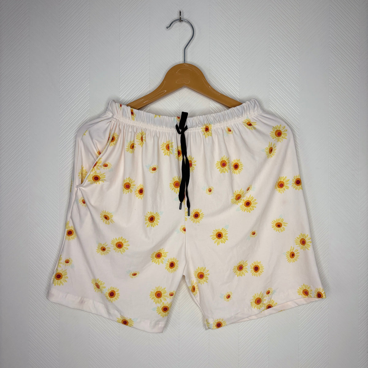 Women’s White Sunflower Printed Shorts