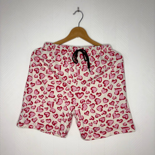 Women’s Cream Heart Printed Shorts
