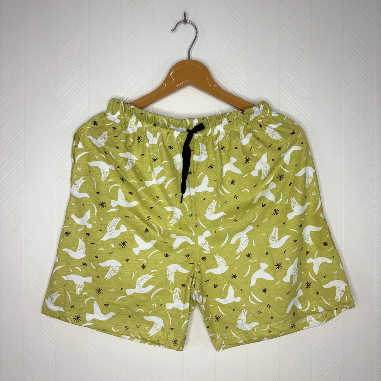 Women’s Olive Green Bird Printed Shorts