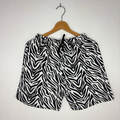 Women’s White Black Zebra Printed Shorts