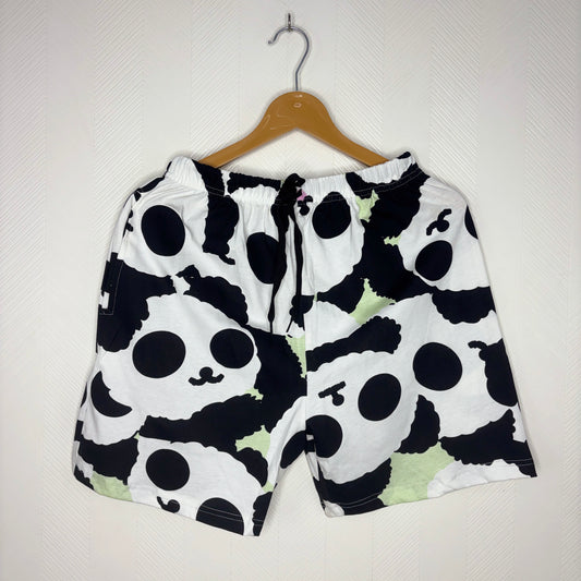 Women’s White Panda Printed Shorts