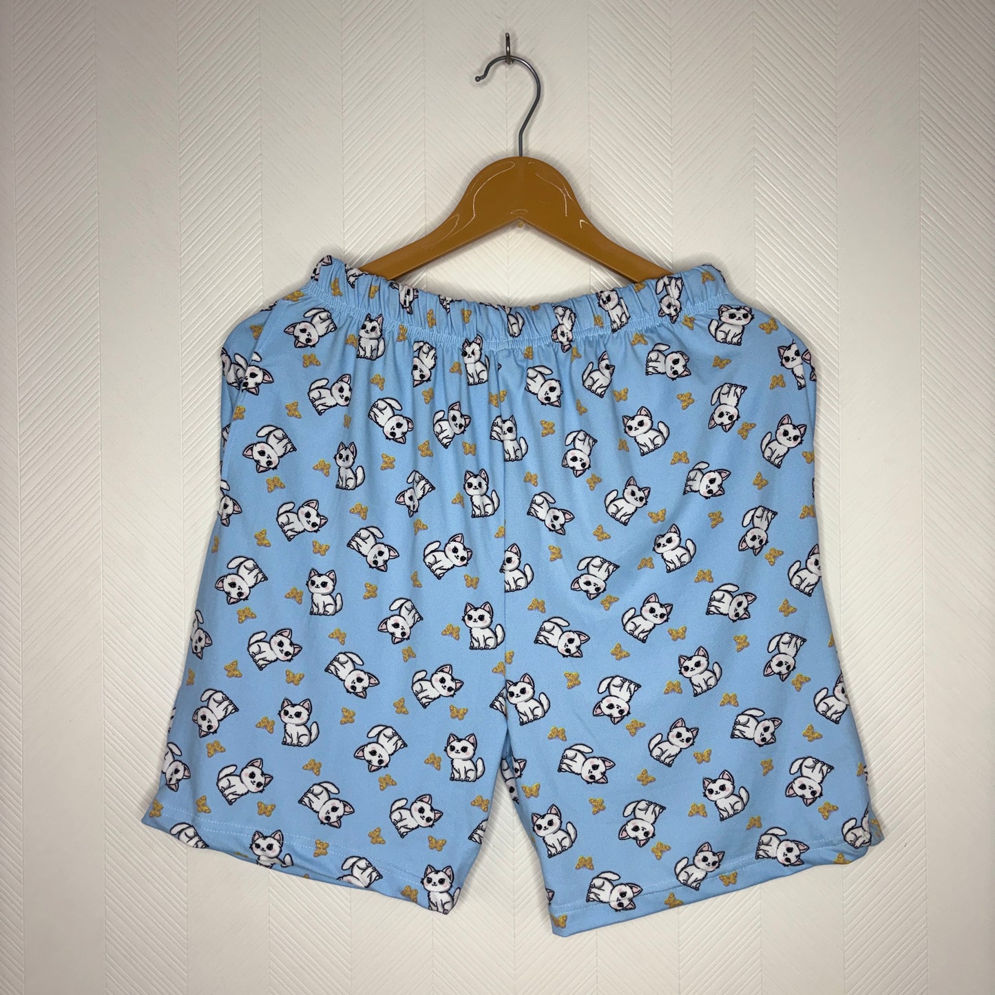 Women’s Sky Blue Cat Printed Shorts