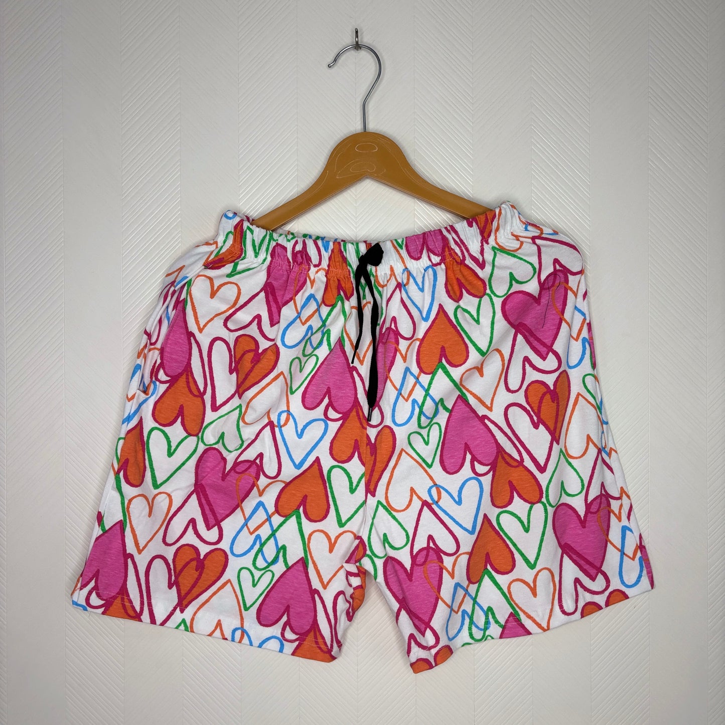 Women’s White Multicolor Heart Printed Shorts