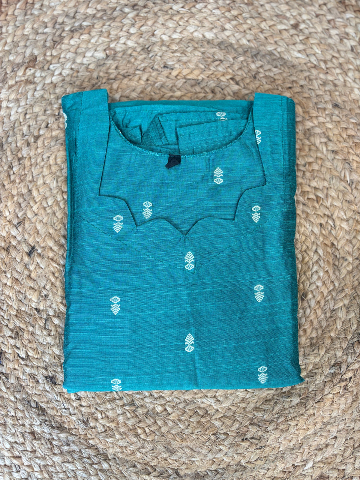 Teal Green Printed Budget Friendly Frock