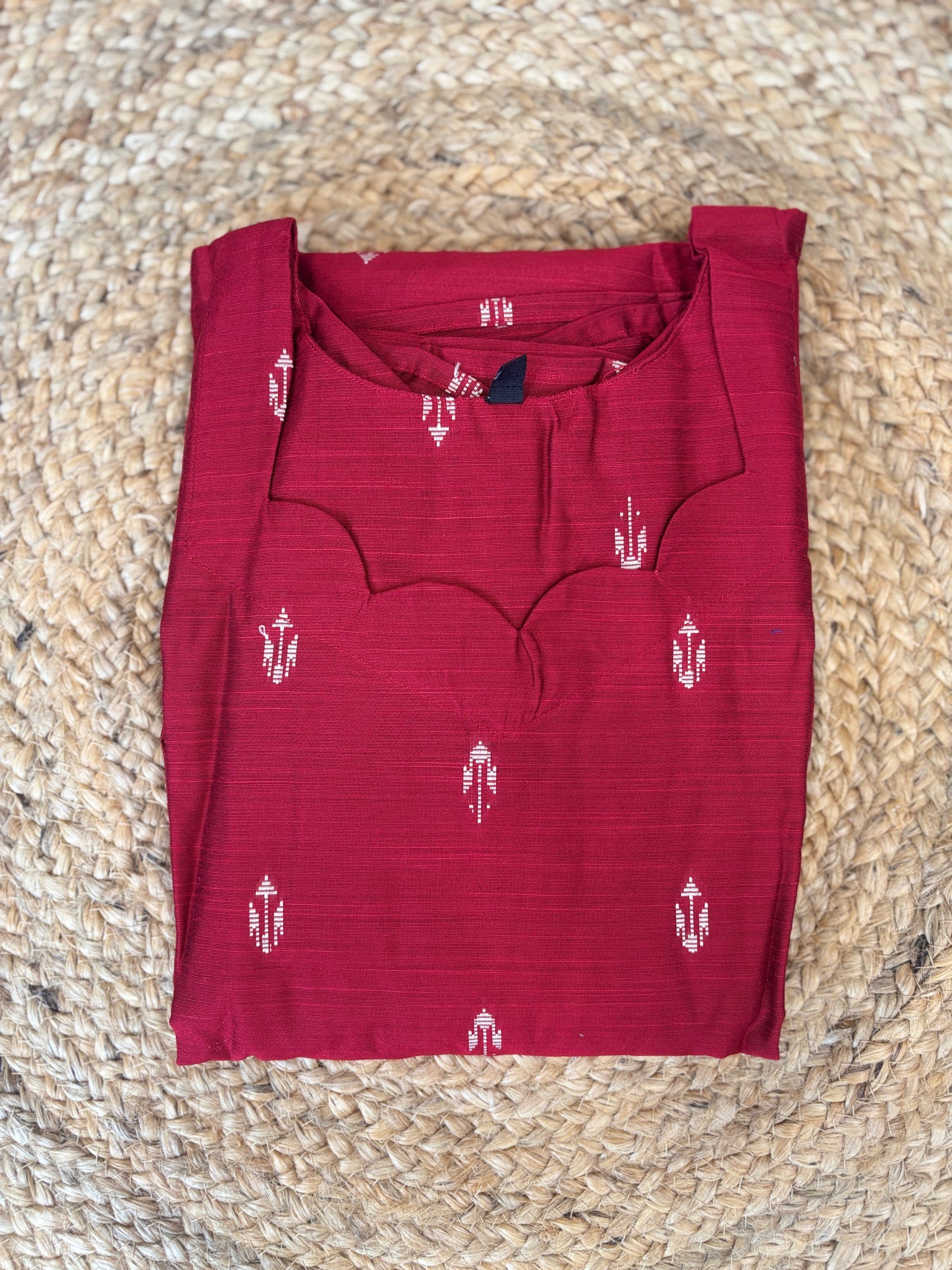 Crimson Red Printed Budget Friendly Frock