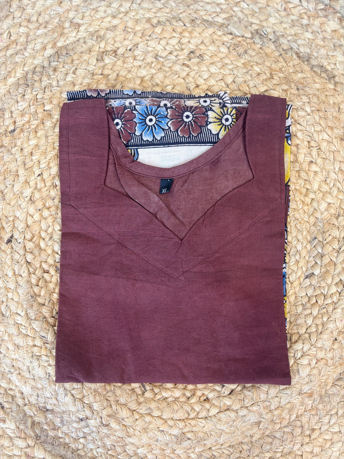 Maroon Kalamkari Temple Print Kurti Top