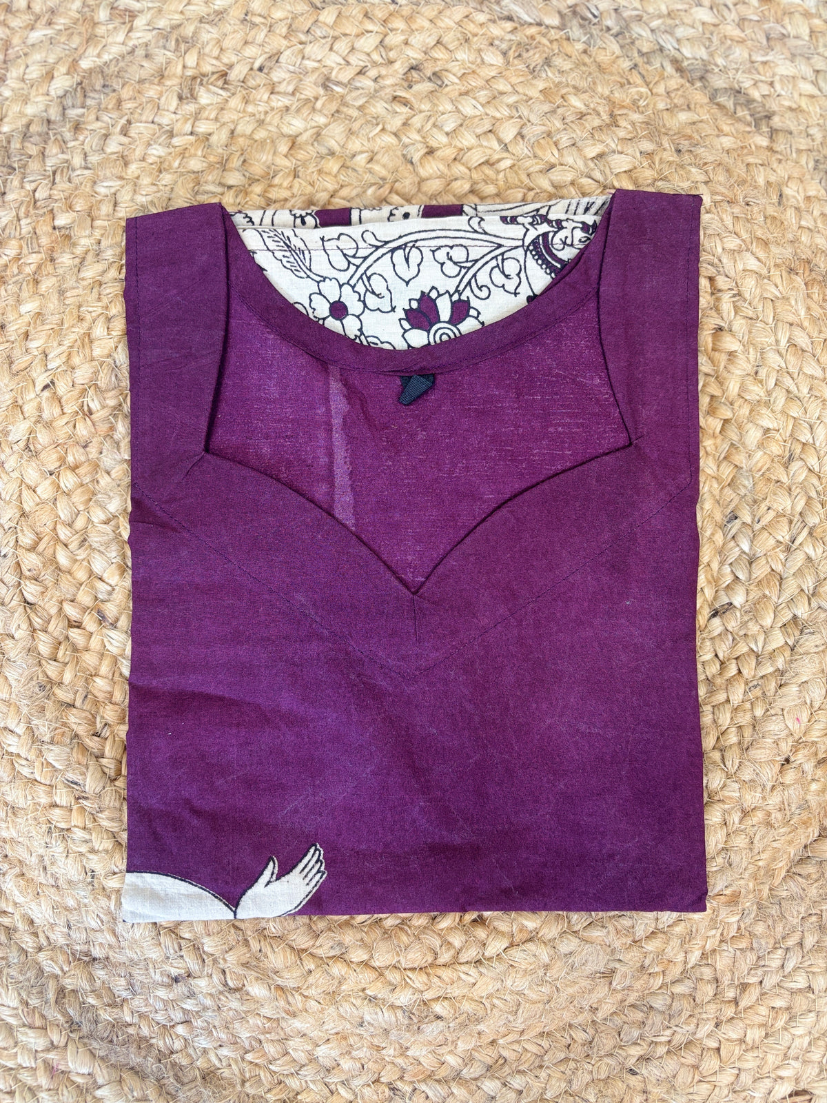 Wine Kalamkari Temple Print Kurti Top
