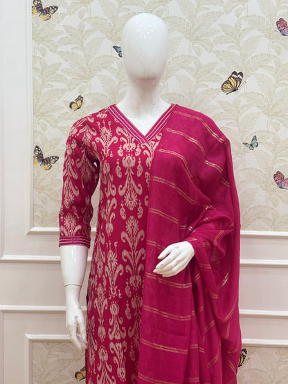 Rani Pink Lurex Fabric 3 piece kurta set
