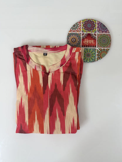 Multicolor with Dye-Tie Printed Georgette Center Zip Maxi