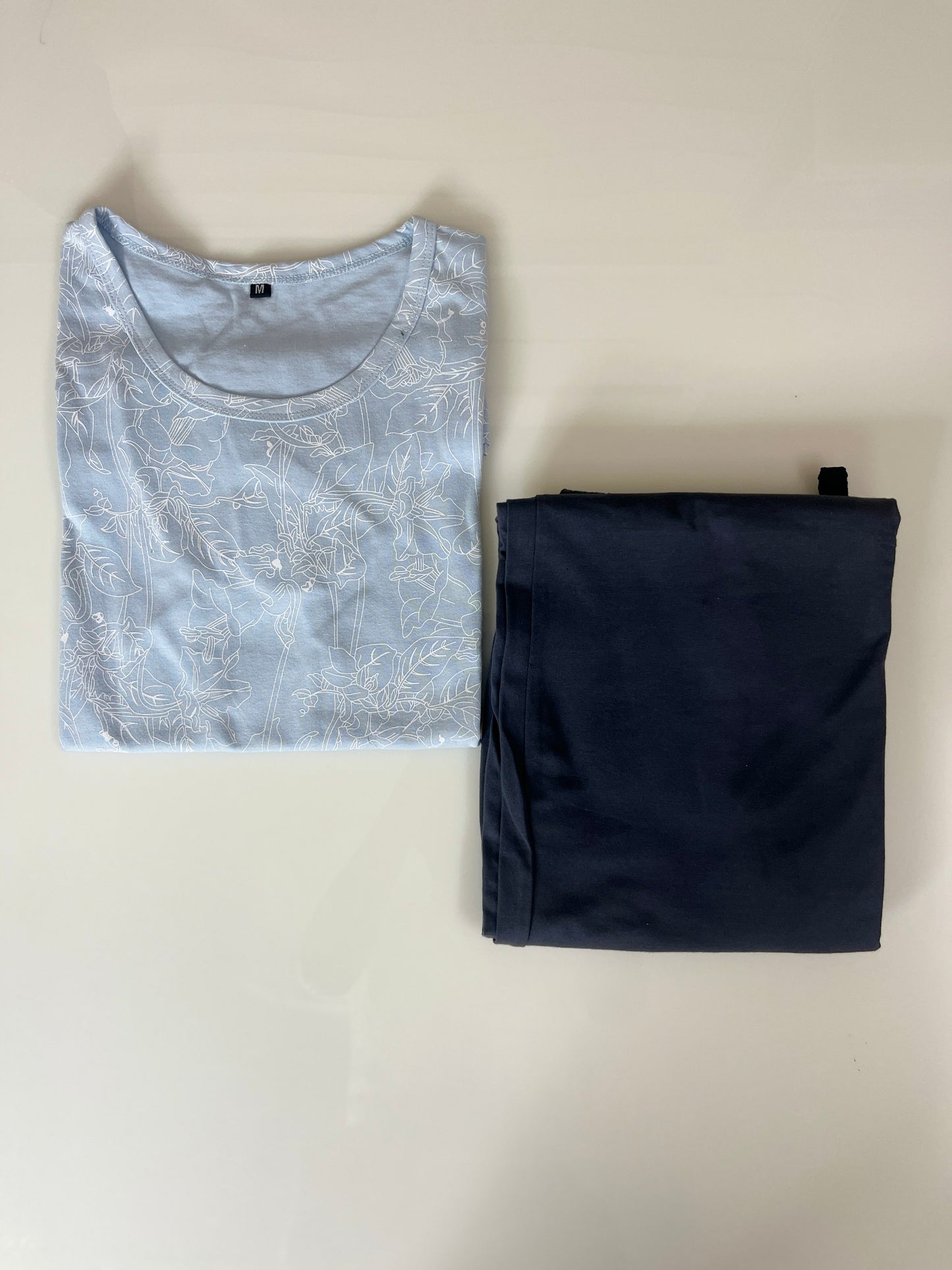 Light Blue Floral Print Women’s T-shirt and Palazzo