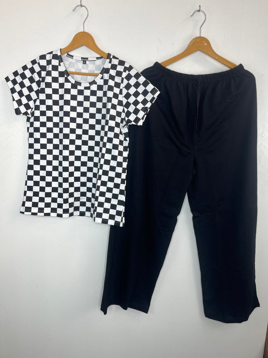 Black Checkered Print Women’s T-shirt and Palazzo