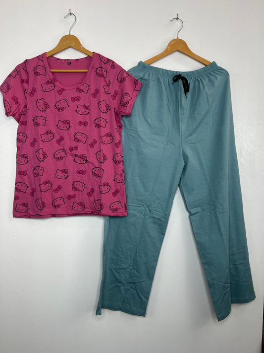 Pink Hello Kitty Print Women’s T-shirt and Palazzo