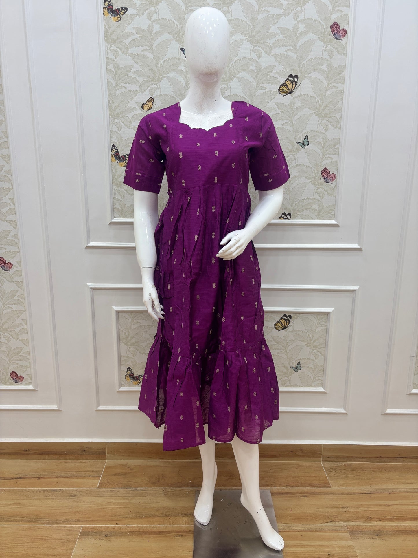 Royal Purple Printed Budget Friendly Frock