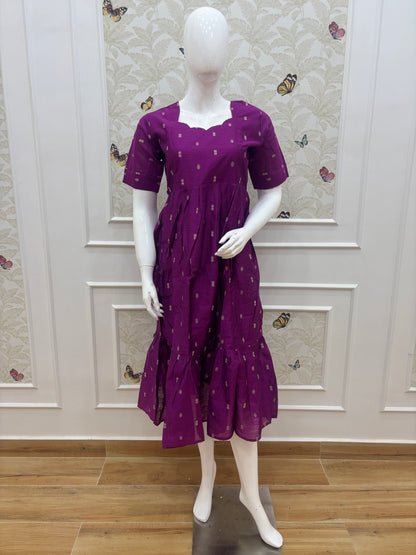 Royal Purple Printed Budget Friendly Frock